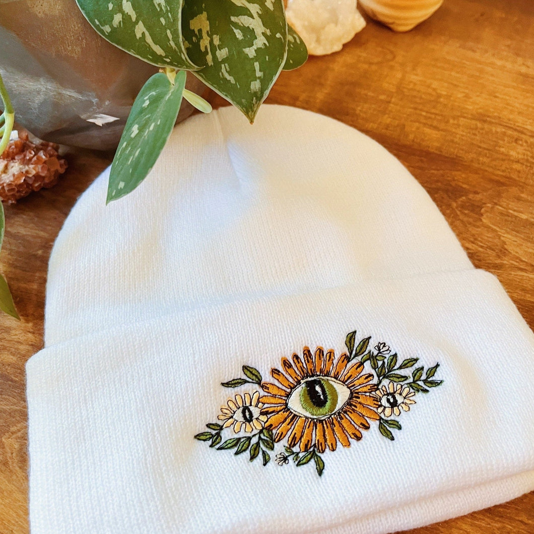 Floral Evil Eye Beanie