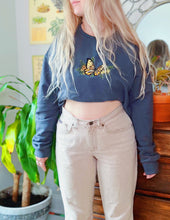Load image into Gallery viewer, Charcoal Butterfly Embroidered Crewneck
