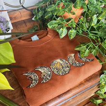 Load image into Gallery viewer, Camel Floral Moon Phase Embroidered Crewneck
