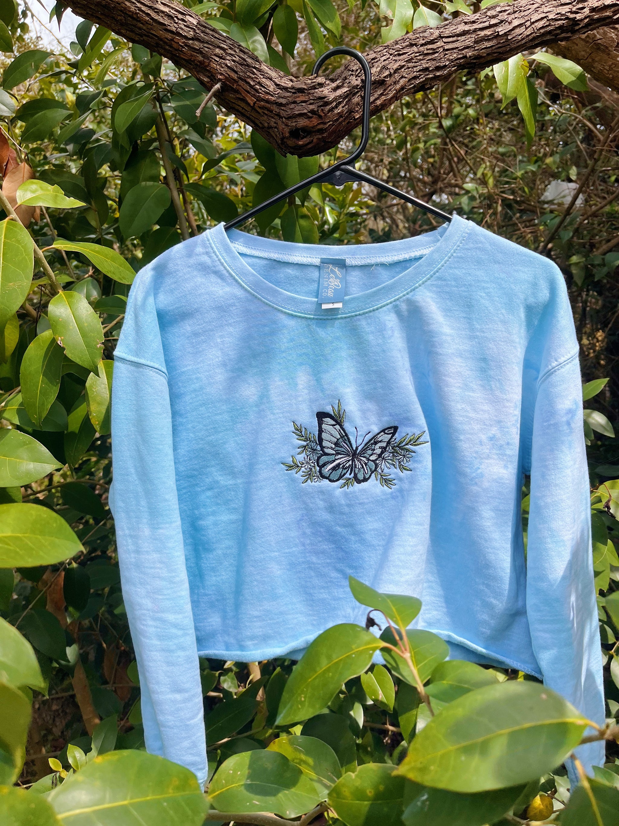 Blue butterfly sweatshirt sale